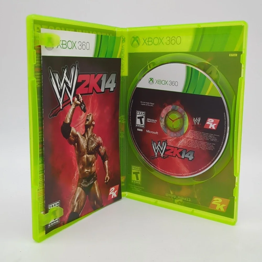 WWE 2K14 Xbox 360 Game The Rock Dwayne Johnson Cover TESTED Works Manual in Case